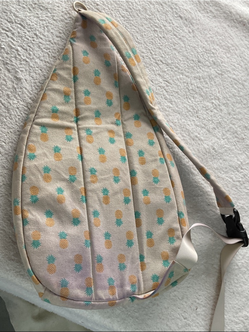 Canvas Pineapple Crossbody Sling Bag - Cream - Picture 2 of 2